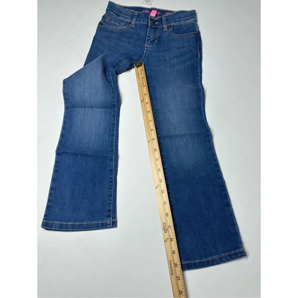 NWT THE CHILDREN'S PLACE Indigo Stone Blue Bootcut Jeans Sz 6 Adjustable Waist